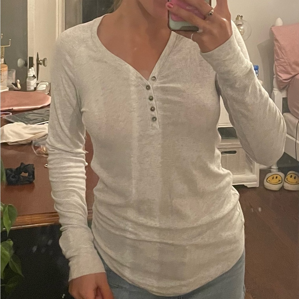 Cream henley long sleeve